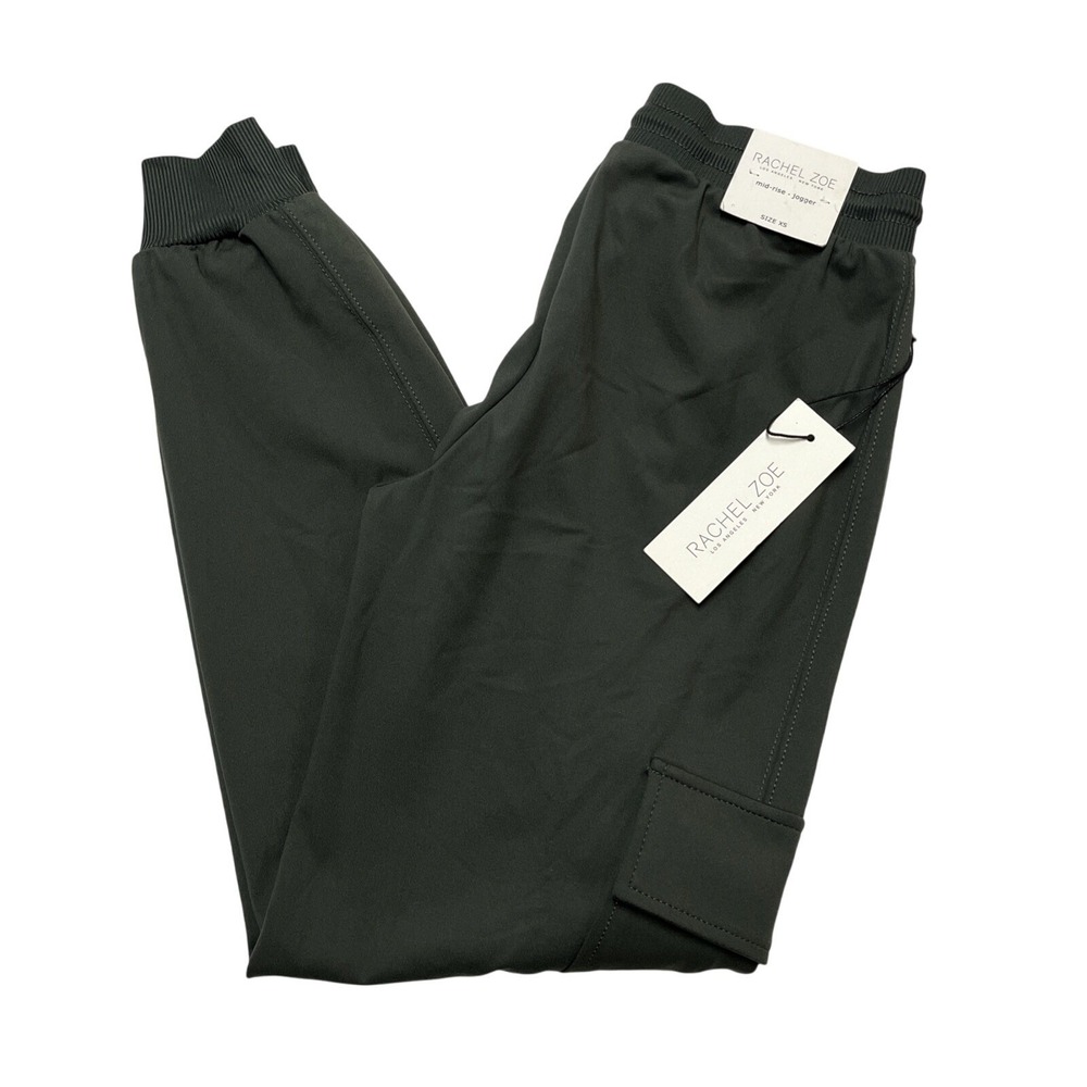 Rachel Zoe Joggers Women XS Olive Green Pull On Cargo‎ Elastic Drawstring Waist